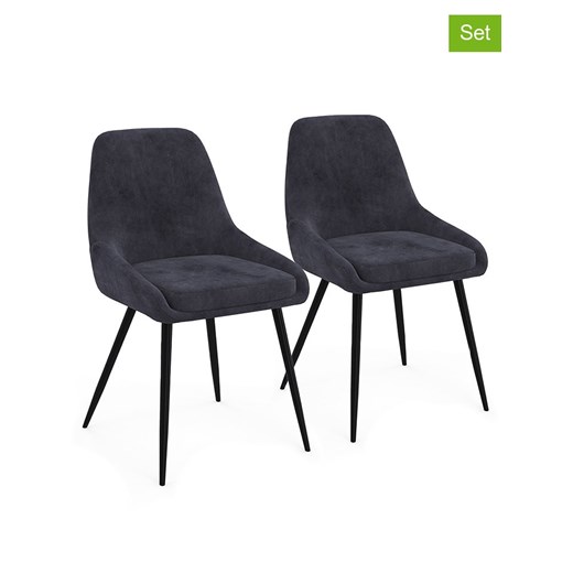 IDOMYA Factory Krzesła (2 szt.) &quot;Olivia&quot; w kolorze antracytowym - 47,5 x 79 x 54 cm ze sklepu Limango Polska w kategorii Meble - zdjęcie 187704755