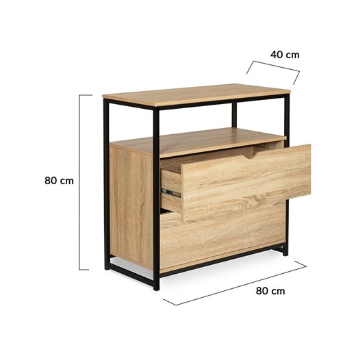 IDOMYA Essentials Komoda &quot;Memphis&quot; w kolorze jasnobrązowo-czarnym - 80 x 80 x 40 cm ze sklepu Limango Polska w kategorii Meble - zdjęcie 187704979