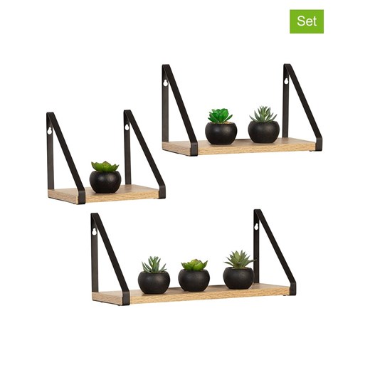 IDOMYA Essentials Regały ścienne (3 szt.) &quot;Memphis&quot; w kolorze jasnobrązowo-czarnym ze sklepu Limango Polska w kategorii Regały i witryny - zdjęcie 187705157