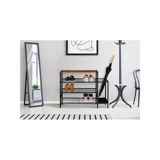 IDOMYA Essentials Regał &quot;Elize&quot; w kolorze jasnobrązowo-czarnym na buty - 80 x 60 x 30 cm ze sklepu Limango Polska w kategorii Szafy - zdjęcie 187705276