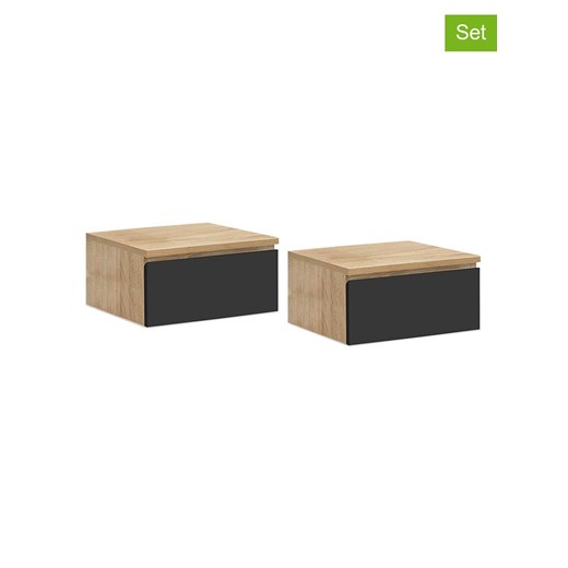 IDOMYA Essentials Stoliki nocne (2 szt.) &quot;Tom&quot; w kolorze jasnobrązowo-czarnym - 40 x 18 x 30 cm ze sklepu Limango Polska w kategorii Szafy - zdjęcie 187706177
