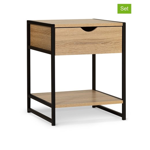 IDOMYA Essentials Stoliki nocne (2 szt.) &quot;Memphis&quot; w kolorze jasnobrązowo-czarnym - 40 x 50 cm ze sklepu Limango Polska w kategorii Szafy - zdjęcie 187706195