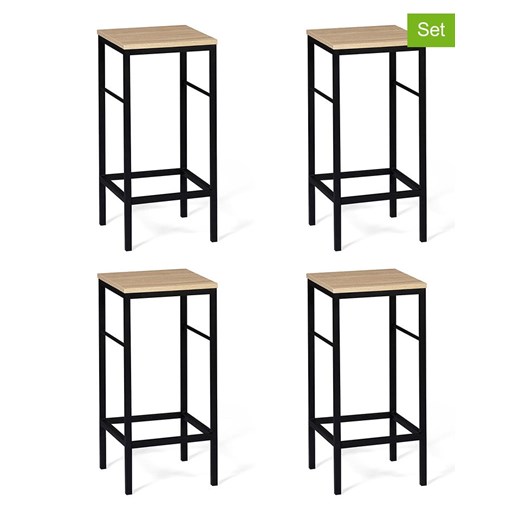 IDOMYA Factory Hockery barowe (4 szt.) w kolorze jasnobrązowo-czarnym - 32 x 67 x 32 cm ze sklepu Limango Polska w kategorii Meble - zdjęcie 187706257