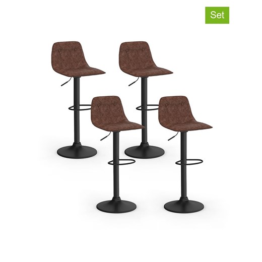 IDOMYA Factory Hockery barowe (4 szt.) &quot;Edison&quot; w kolorze brązowo-czarnym - 42 x 104 x 39 cm ze sklepu Limango Polska w kategorii Meble - zdjęcie 187706315