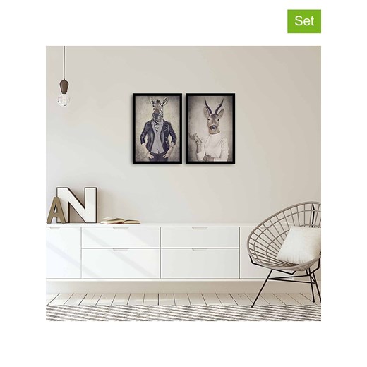 ABERTO DESIGN Druki artystyczne (2 szt.) w ramce - 35 x 50 cm ze sklepu Limango Polska w kategorii Obrazy - zdjęcie 187708036