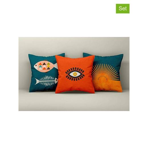 ABERTO DESIGN Poszewki (3 szt.) w kolorze morsko-pomarańczowo-czerwonym na poduszki ze sklepu Limango Polska w kategorii Poduszki dekoracyjne - zdjęcie 187708445