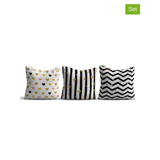 ABERTO DESIGN Poszewki (3 szt.) w kolorze złoto-czarno-białym na poduszki ze sklepu Limango Polska w kategorii Poduszki dekoracyjne - zdjęcie 187709238