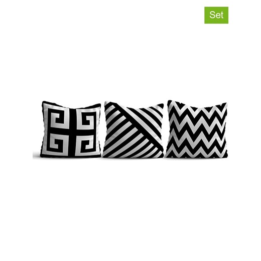 ABERTO DESIGN Poszewki (3 szt.) w kolorze biało-czarnym na poduszki ze sklepu Limango Polska w kategorii Poduszki dekoracyjne - zdjęcie 187709247