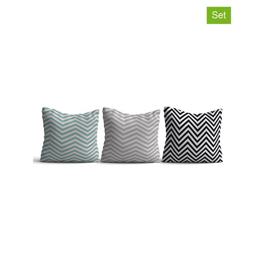 ABERTO DESIGN Poszewki (3 szt.) w kolorze niebiesko-szaro-czarnym na poduszki ze sklepu Limango Polska w kategorii Poduszki dekoracyjne - zdjęcie 187709259