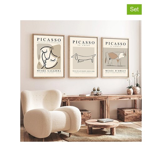 ABERTO DESIGN Druki artystyczne (3 szt.) w drewnianej ramce ze sklepu Limango Polska w kategorii Obrazy - zdjęcie 187709319