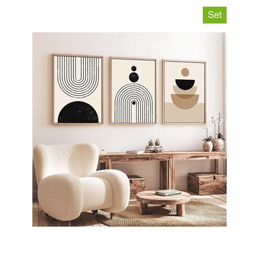 ABERTO DESIGN Druki artystyczne (3 szt.) w drewnianej ramce ze sklepu Limango Polska w kategorii Obrazy - zdjęcie 187709329