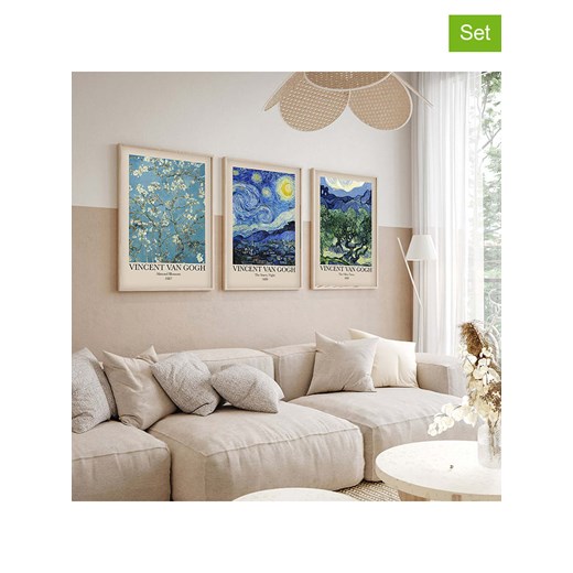 ABERTO DESIGN Druki artystyczne (3 szt.) w drewnianej ramce ze sklepu Limango Polska w kategorii Obrazy - zdjęcie 187709337