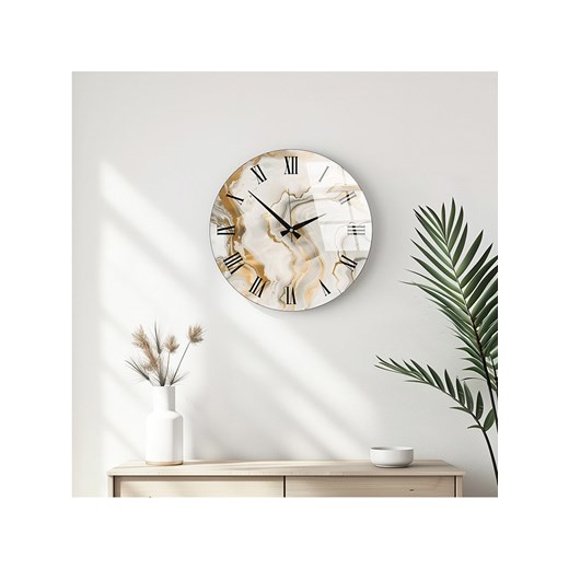 ABERTO DESIGN Zegar ścienny w kolorze biało-jasnobrązowym - Ø 40 cm ze sklepu Limango Polska w kategorii Zegary - zdjęcie 187709366