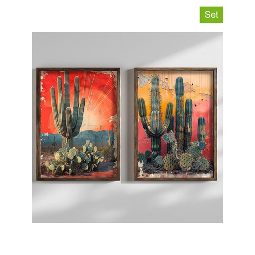 ABERTO DESIGN Druki artystyczne (2 szt.) w drewnianej ramce - 70 x 50 cm ze sklepu Limango Polska w kategorii Obrazy - zdjęcie 187709428
