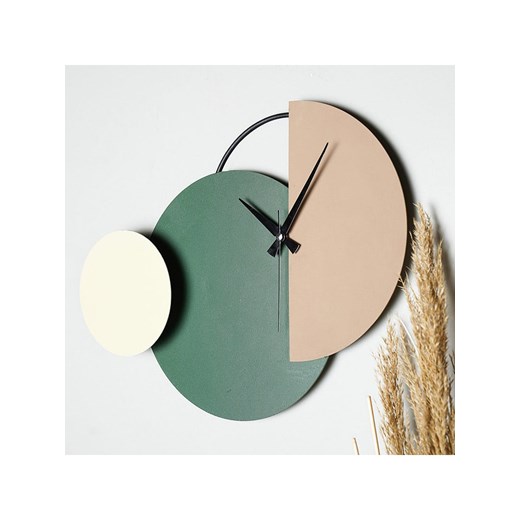 ABERTO DESIGN Zegar ścienny &quot;Mateen&quot; w kolorze zielono-kremowo-jasnobrązowym - 47 x 31 cm ze sklepu Limango Polska w kategorii Zegary - zdjęcie 187709656