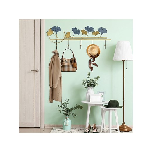 ABERTO DESIGN Wieszak ścienny w kolorze złoto-niebieskim - 61 x 22,5 cm ze sklepu Limango Polska w kategorii Szafy - zdjęcie 187710037