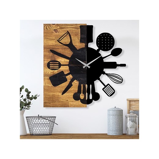 ABERTO DESIGN Zegar ścienny &quot;Clock - 32&quot; w kolorze jasnobrązowo-czarnym - 60 x 58 cm ze sklepu Limango Polska w kategorii Zegary - zdjęcie 187710379
