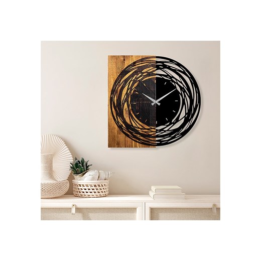ABERTO DESIGN Zegar ścienny w kolorze czarno-jasnobrązowym - 58 x 58 cm ze sklepu Limango Polska w kategorii Zegary - zdjęcie 187710386