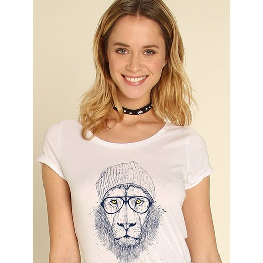 WOOOP Koszulka &quot;Cool Lion&quot; w kolorze białym ze sklepu Limango Polska w kategorii Bluzki damskie - zdjęcie 187710717