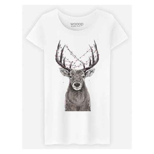 WOOOP Koszulka &quot;Christmas Deer&quot; w kolorze białym ze sklepu Limango Polska w kategorii Bluzki damskie - zdjęcie 187710718