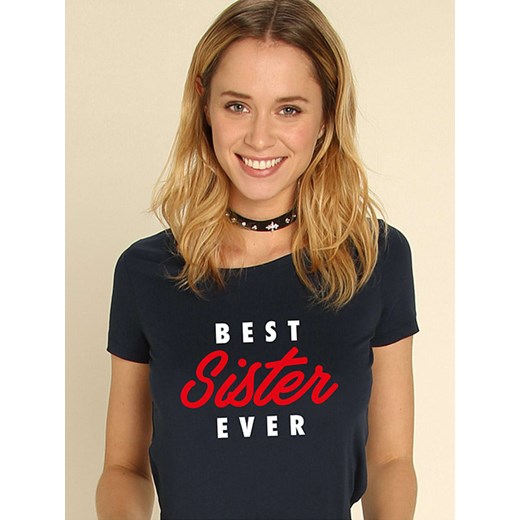 WOOOP Koszulka &quot;Best Sister Ever&quot; w kolorze granatowym ze sklepu Limango Polska w kategorii Bluzki damskie - zdjęcie 187710738