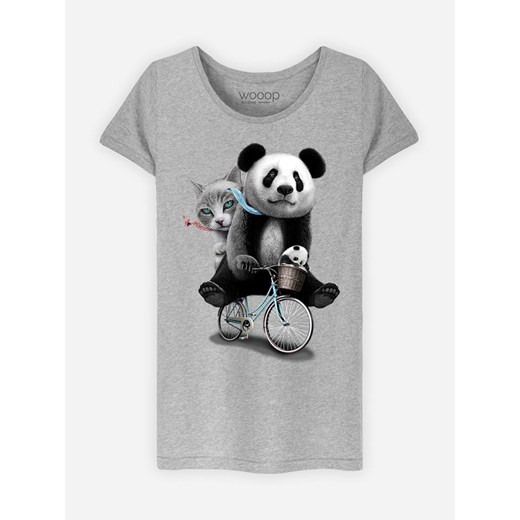 WOOOP Koszulka &quot;Panda Bicycle&quot; w kolorze szarym ze sklepu Limango Polska w kategorii Bluzki damskie - zdjęcie 187710747