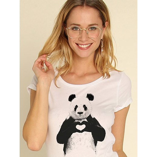WOOOP Koszulka &quot;Love Panda&quot; w kolorze białym ze sklepu Limango Polska w kategorii Bluzki damskie - zdjęcie 187710765