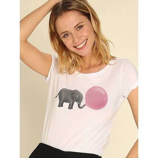 WOOOP Koszulka &quot;Jumbo Bubble Gum&quot; w kolorze białym ze sklepu Limango Polska w kategorii Bluzki damskie - zdjęcie 187710767