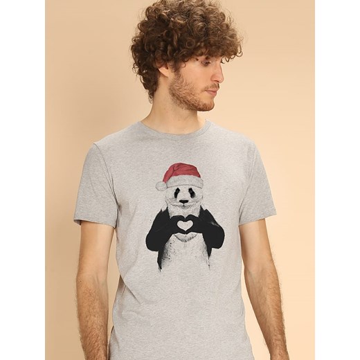 WOOOP Koszulka &quot;Santa Panda&quot; w kolorze szarym ze sklepu Limango Polska w kategorii T-shirty męskie - zdjęcie 187710805