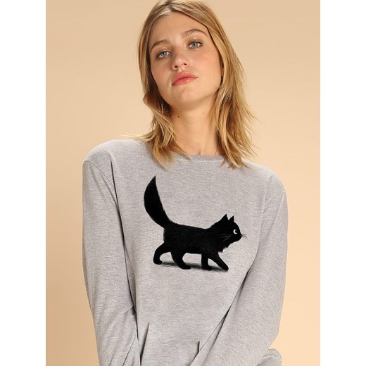 WOOOP Bluza &quot;Creeping Cat&quot; w kolorze szarym ze sklepu Limango Polska w kategorii Bluzy damskie - zdjęcie 187710829