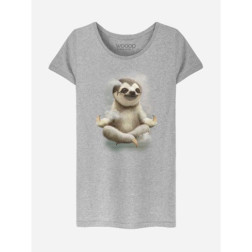 WOOOP Koszulka &quot;Sloth Meditate&quot; w kolorze szarym ze sklepu Limango Polska w kategorii Bluzki damskie - zdjęcie 187710899