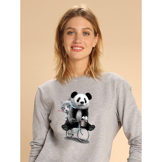 WOOOP Bluza &quot;Panda Bicycle&quot; w kolorze szarym ze sklepu Limango Polska w kategorii Bluzy damskie - zdjęcie 187710918