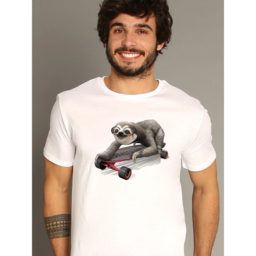 WOOOP Koszulka &quot;Skateboard Sloth&quot; w kolorze białym ze sklepu Limango Polska w kategorii T-shirty męskie - zdjęcie 187710938