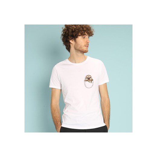 WOOOP Koszulka &quot;Pocket Sloth&quot; w kolorze białym ze sklepu Limango Polska w kategorii T-shirty męskie - zdjęcie 187710949