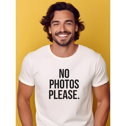 WOOOP Koszulka &quot;No Photos Please&quot; w kolorze białym ze sklepu Limango Polska w kategorii T-shirty męskie - zdjęcie 187710956