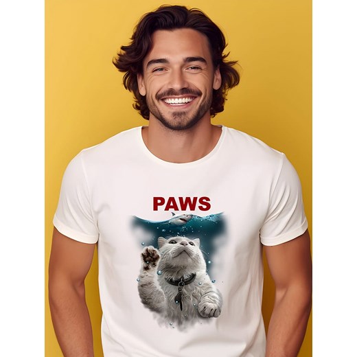 WOOOP Koszulka &quot;Paws&quot; w kolorze białym ze sklepu Limango Polska w kategorii T-shirty męskie - zdjęcie 187710959