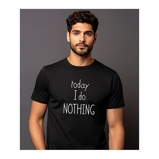 WOOOP Koszulka &quot;Today I do nothing&quot; w kolorze czarnym ze sklepu Limango Polska w kategorii T-shirty męskie - zdjęcie 187710965