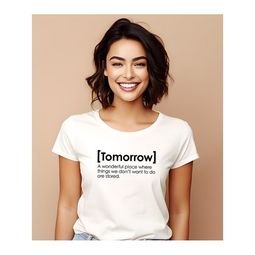 WOOOP Koszulka &quot;Tomorrow definition&quot; w kolorze białym ze sklepu Limango Polska w kategorii Bluzki damskie - zdjęcie 187710968