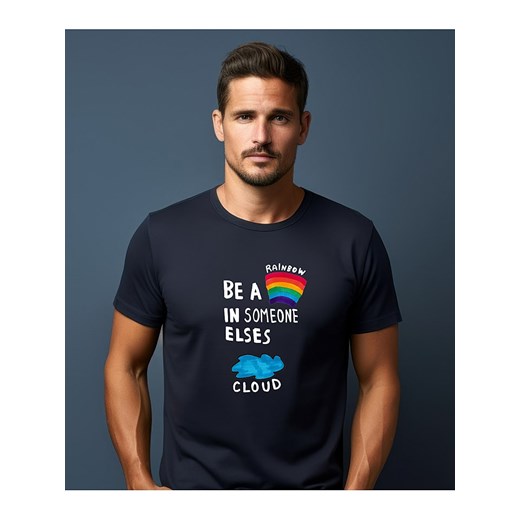 WOOOP Koszulka &quot;Be a rainbow&quot; w kolorze granatowym ze sklepu Limango Polska w kategorii T-shirty męskie - zdjęcie 187710975