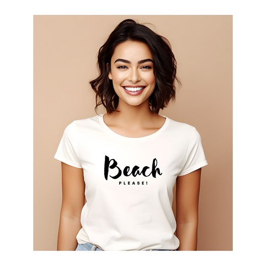 WOOOP Koszulka &quot;Beach please&quot; w kolorze białym ze sklepu Limango Polska w kategorii Bluzki damskie - zdjęcie 187710978