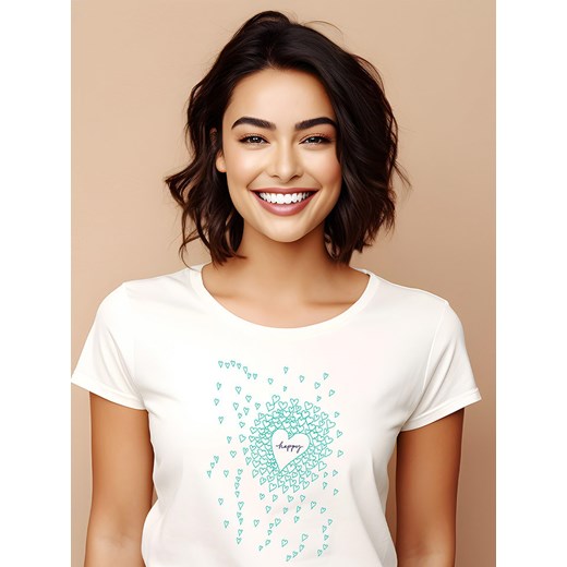 WOOOP Koszulka &quot;Happy Hearts&quot; w kolorze białym ze sklepu Limango Polska w kategorii Bluzki damskie - zdjęcie 187711015