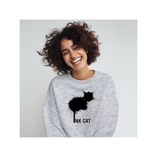 WOOOP Bluza &quot;Ink cat&quot; w kolorze szarym ze sklepu Limango Polska w kategorii Bluzy damskie - zdjęcie 187711017