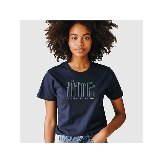 WOOOP Koszulka &quot;Take me back to holidays&quot; w kolorze granatowym ze sklepu Limango Polska w kategorii Bluzki damskie - zdjęcie 187711025