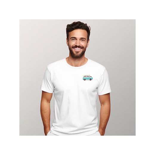 WOOOP Koszulka &quot;Blue van&quot; w kolorze białym ze sklepu Limango Polska w kategorii T-shirty męskie - zdjęcie 187711037
