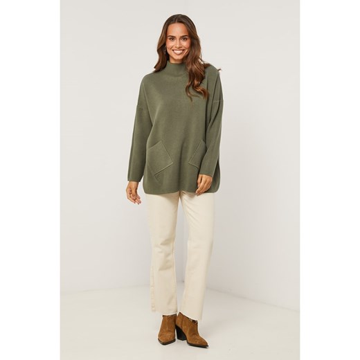 Soft Cashmere Sweter w kolorze khaki ze sklepu Limango Polska w kategorii Swetry damskie - zdjęcie 187711138