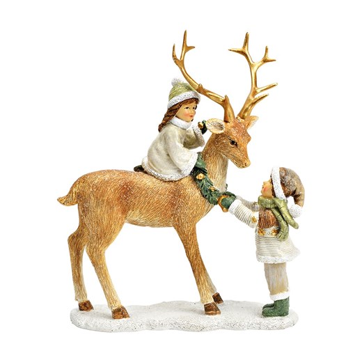 G. Wurm Figurka dekoracyjna &quot;Deer &amp; Children&quot; w kolorze jasnobrązowym - 18 x 21 x 8 cm ze sklepu Limango Polska w kategorii Dekoracje - zdjęcie 187712896