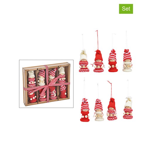 G. Wurm Zawieszki dekoracyjne (8 szt.) w kolorze czerwono-białym - 4 x 7 x 3 cm ze sklepu Limango Polska w kategorii Dekoracje bożonarodzeniowe - zdjęcie 187712917