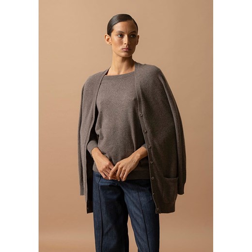 Perfect Cashmere Kaszmirowy kardigan &quot;Pearl&quot; w kolorze szarobrązowym ze sklepu Limango Polska w kategorii Swetry damskie - zdjęcie 187719437