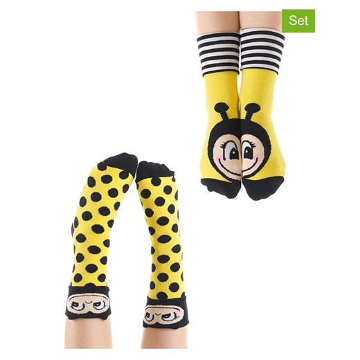 Denokids Skarpety (2 pary) &quot;Bee&quot; w kolorze żółtym ze sklepu Limango Polska w kategorii Skarpetki dziecięce - zdjęcie 187721207