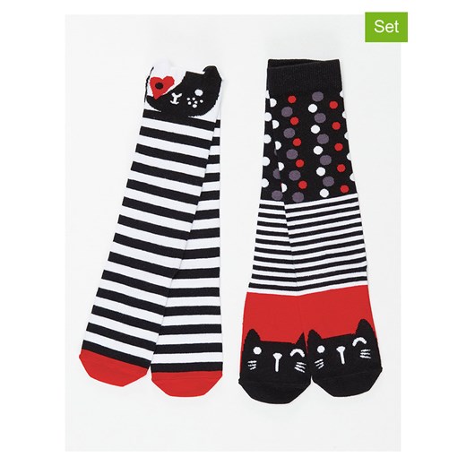 Denokids Podkolanówki (2 pary) w kolorze czarno-czerwono-białym ze sklepu Limango Polska w kategorii Skarpetki dziecięce - zdjęcie 187722275